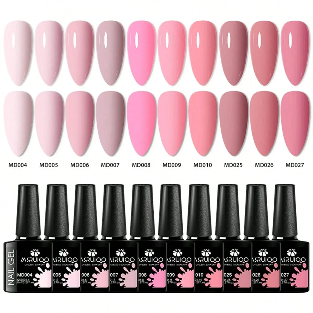 Zestaw 10 lakierów hybrydowych bez HEMA do manicure UV/LED Czerwony