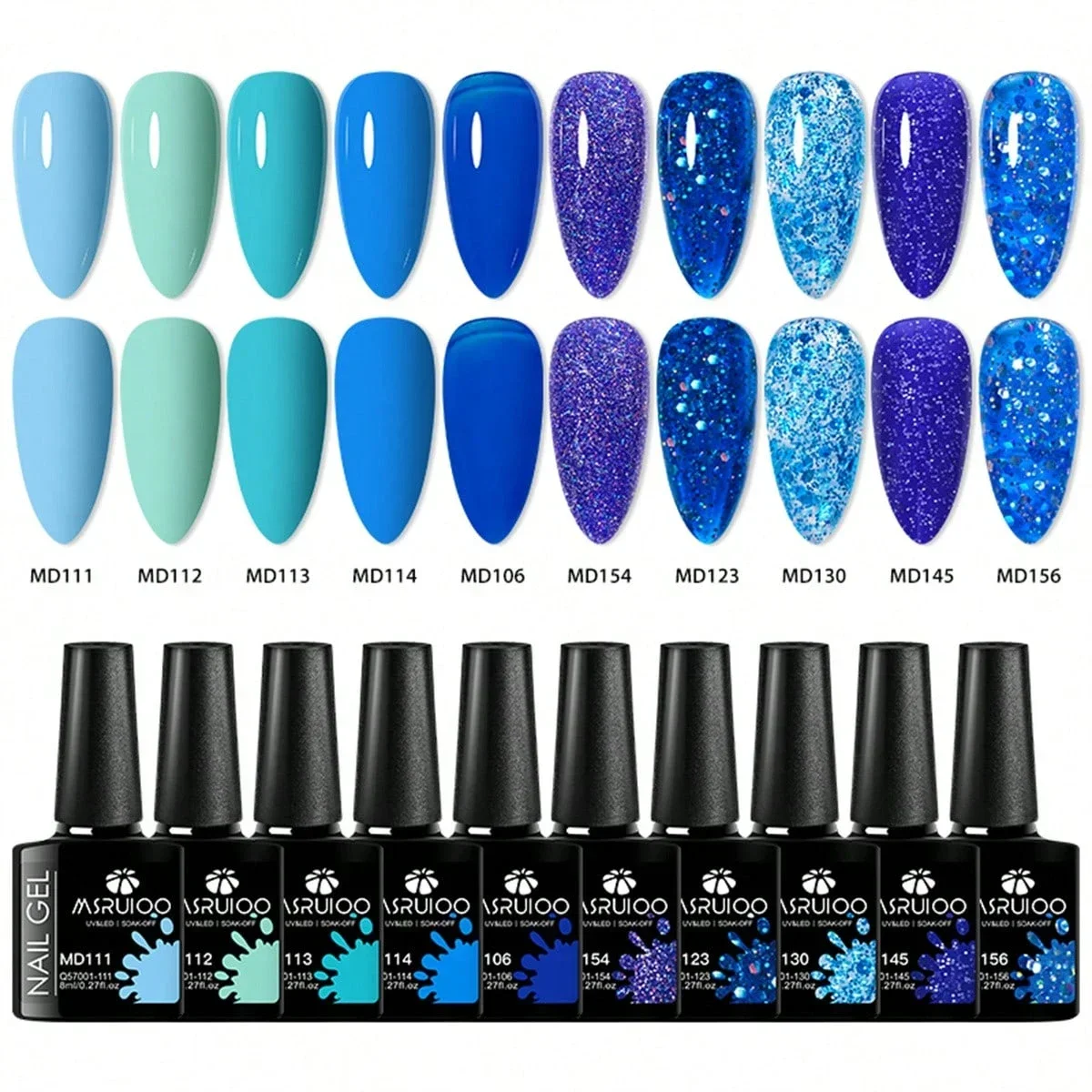 Zestaw 10 lakierów hybrydowych bez HEMA do manicure UV/LED Fioletowy