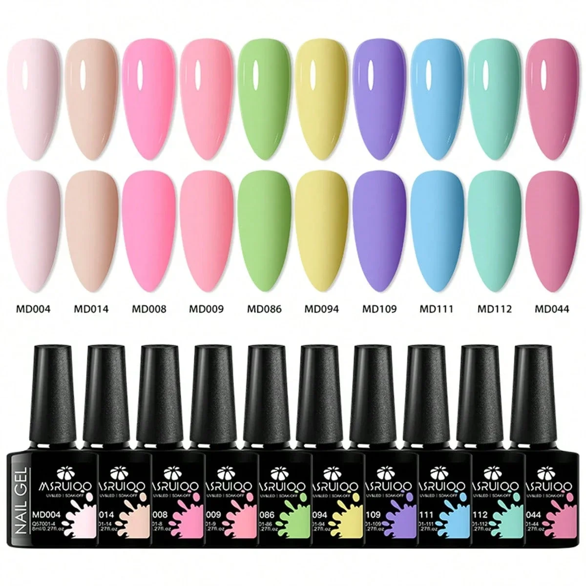 Zestaw 10 lakierów hybrydowych bez HEMA do manicure UV/LED Lawenda
