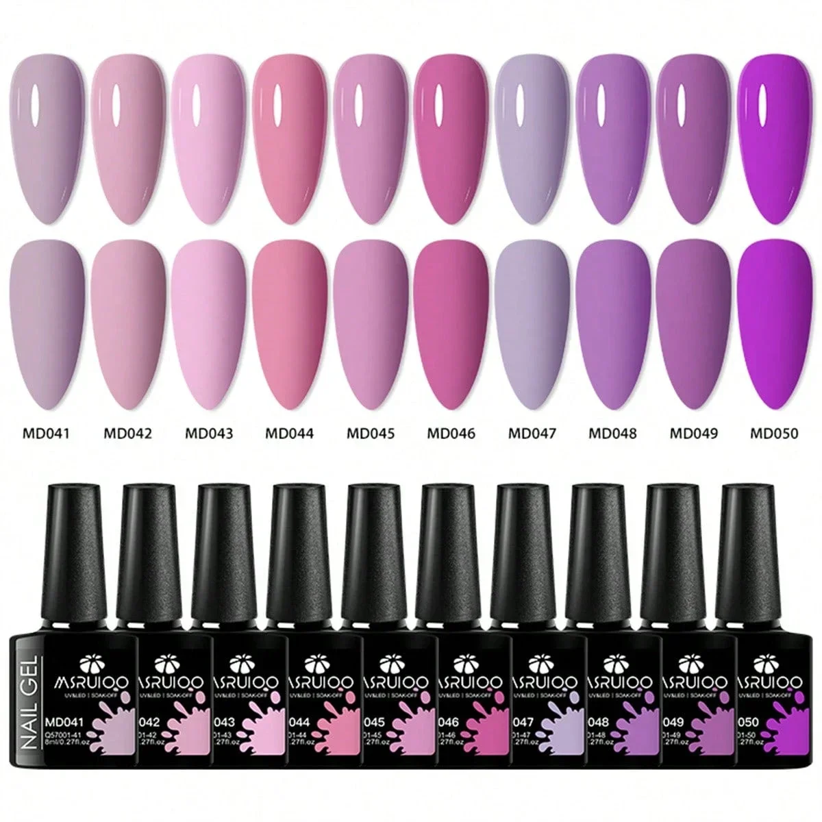 Zestaw 10 lakierów hybrydowych bez HEMA - manicure UV/LED Niebieski