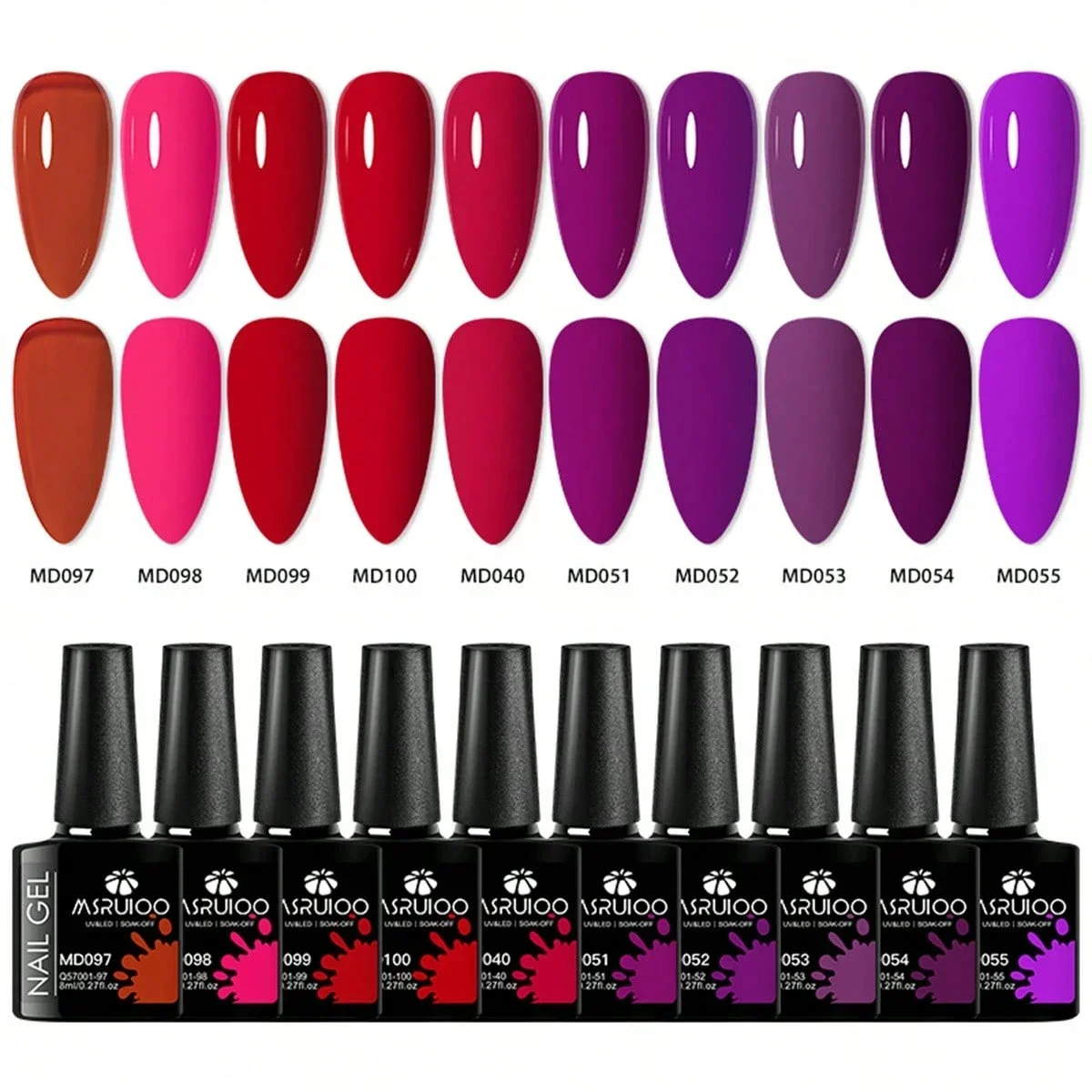 Zestaw 10 lakierów hybrydowych bez HEMA do manicure UV/LED Różowy