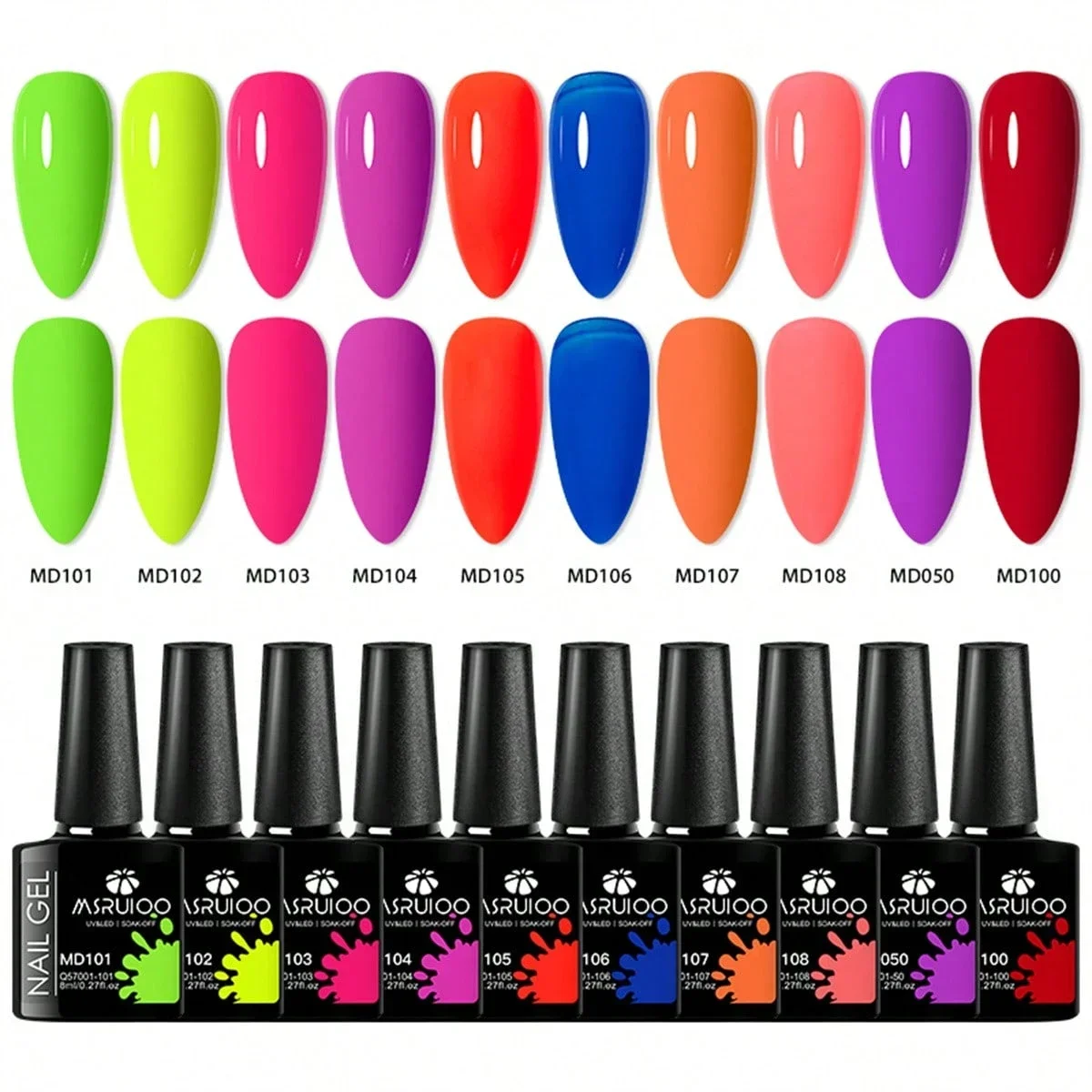Zestaw 10 lakierów hybrydowych bez HEMA do manicure UV/LED Srebrny