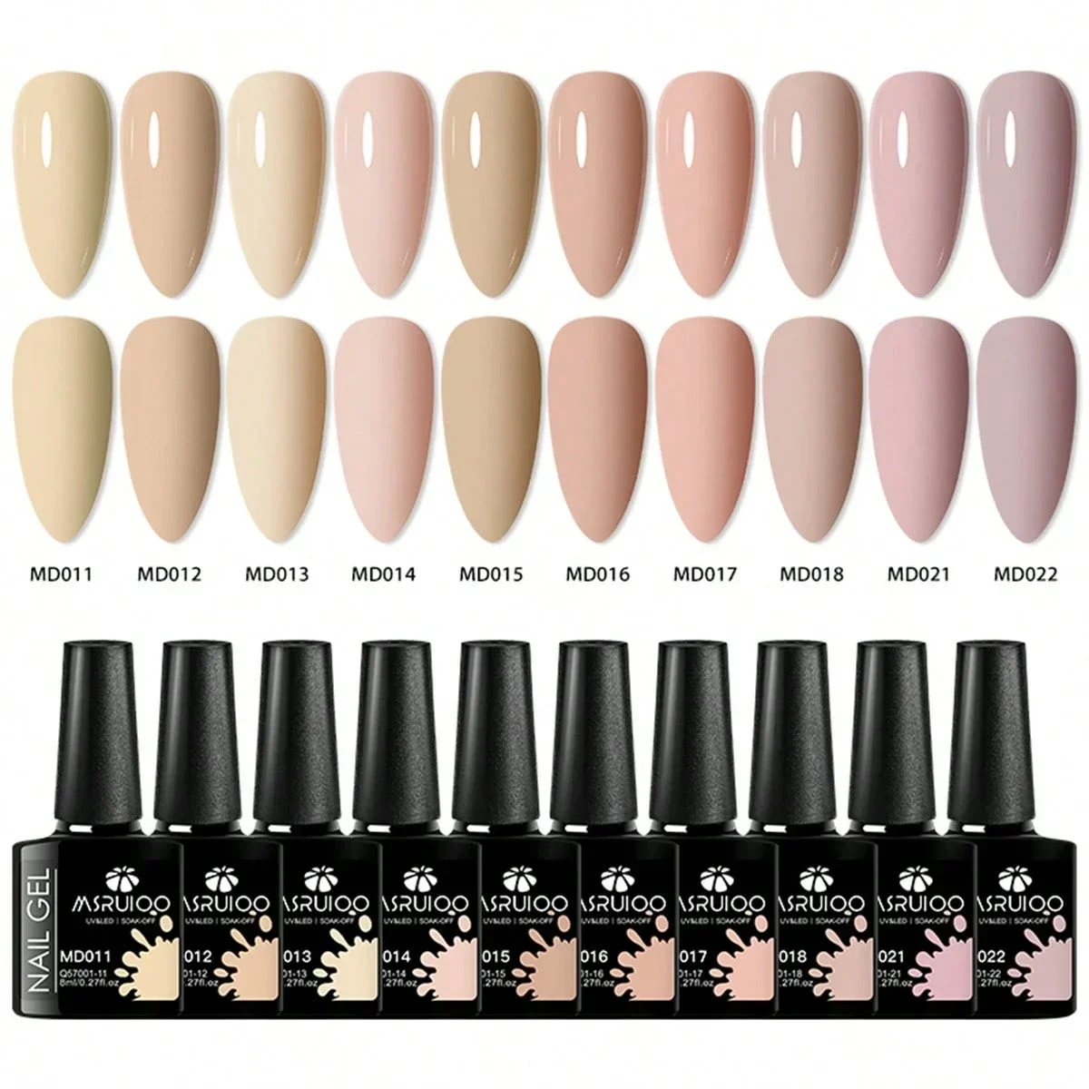 Zestaw 10 lakierów hybrydowych bez HEMA do manicure UV/LED Szary