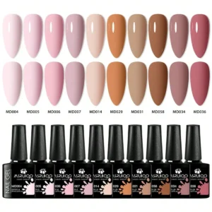 Zestaw 10 lakierów hybrydowych bez HEMA - manicure UV/LED Zielony