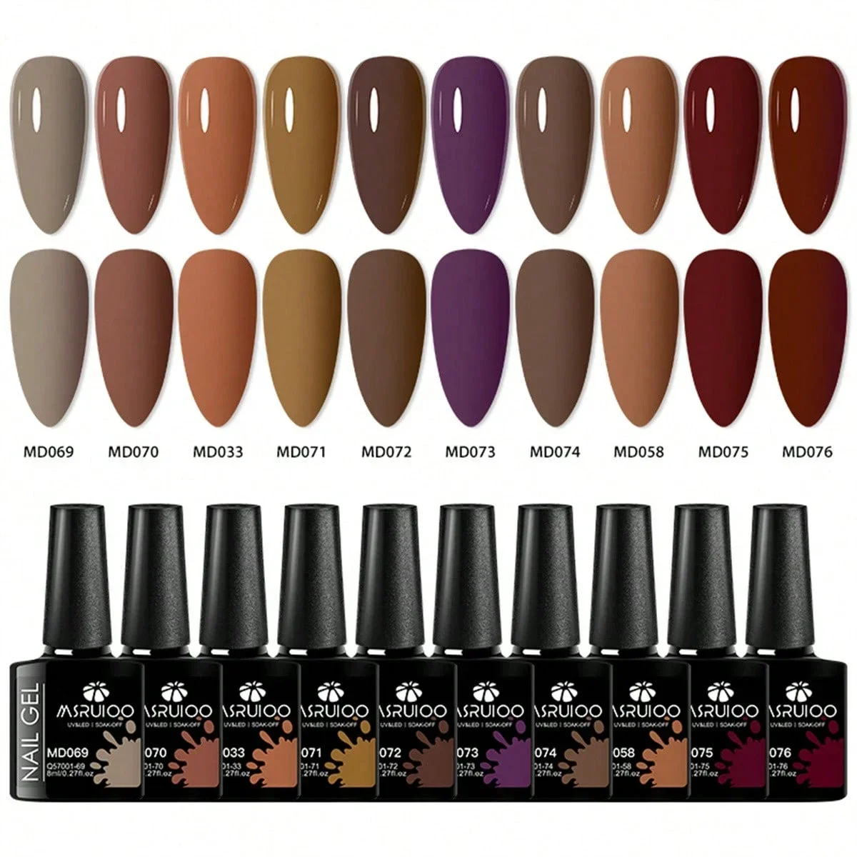 Zestaw 10 lakierów hybrydowych bez HEMA - manicure UV/LED żółty