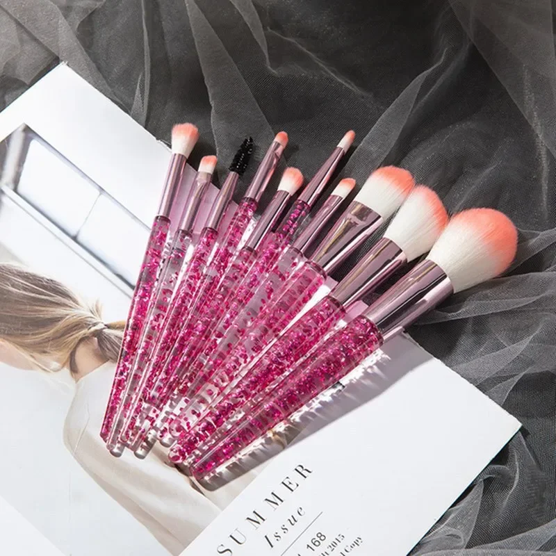 Zestaw 10 pędzli do makijażu profesjonalnych z miękkim włosiem Czerwony