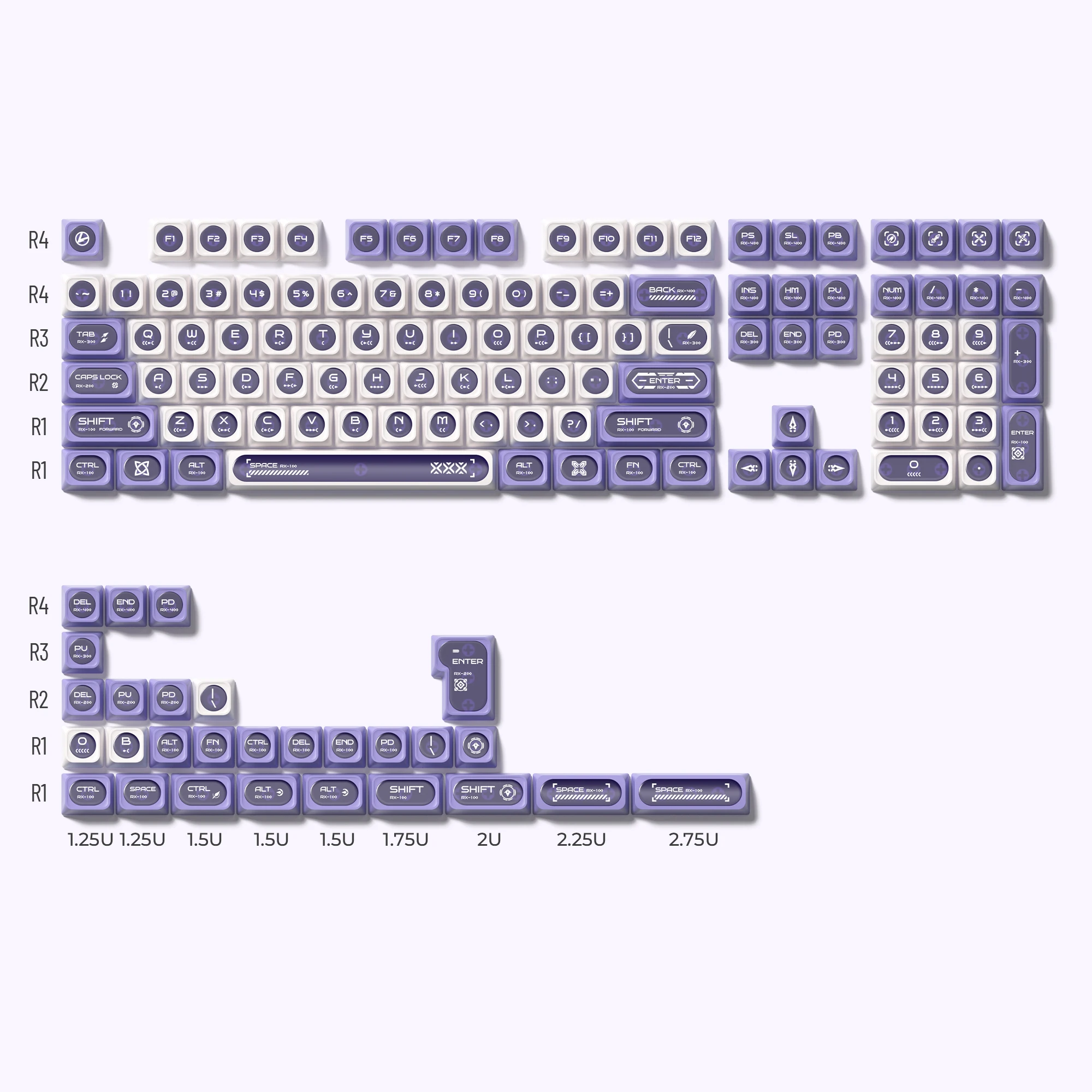 Zestaw 136 keycapów PBT Double Shot z podświetleniem Czerwony