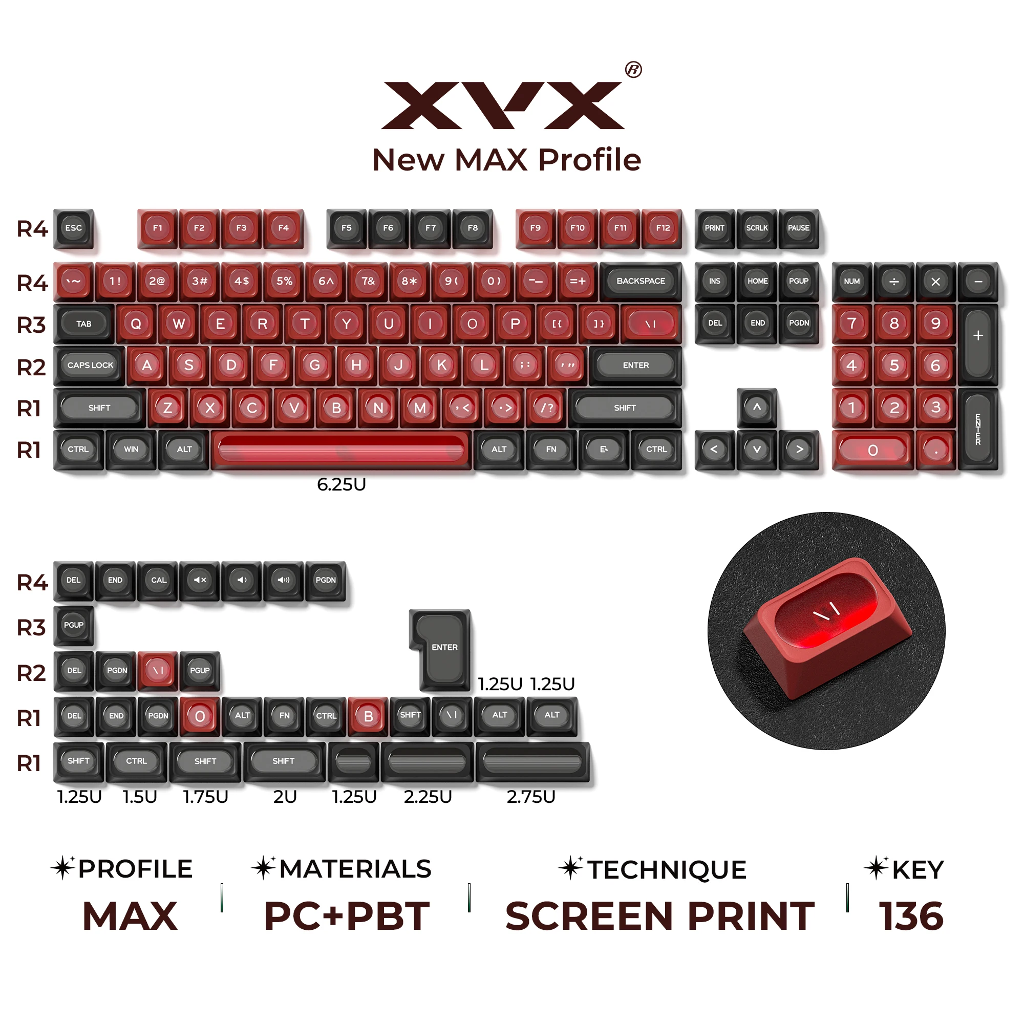 Zestaw 136 keycapów PBT Double Shot z podświetleniem Różowy