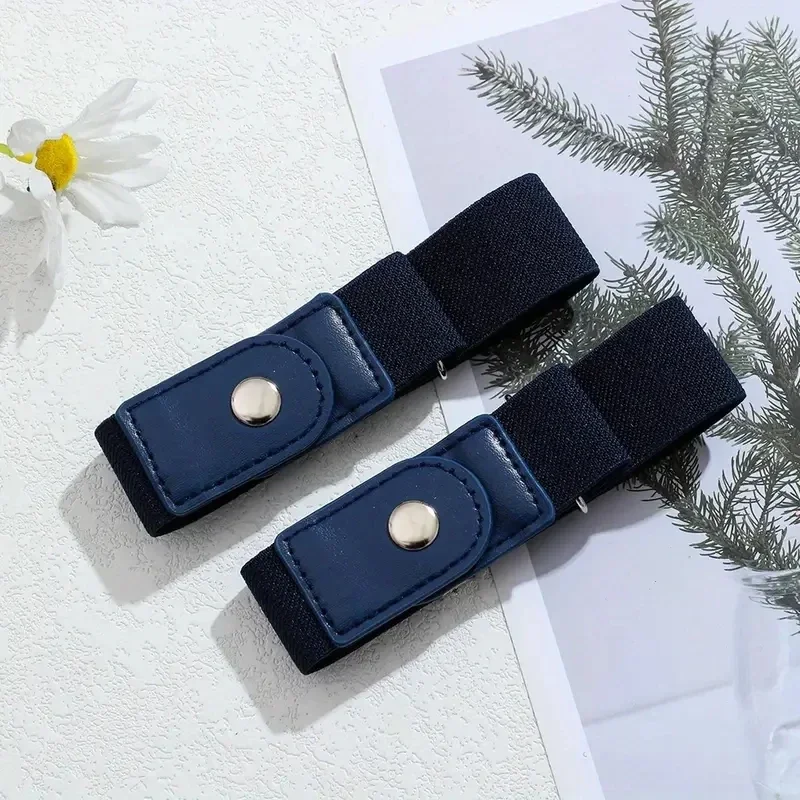Zestaw 2 elastycznych pasków bez klamry unisex do spodni i jeansów Granatowy