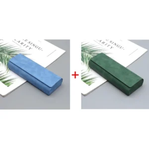 Zestaw 2 skórzanych etui na okulary w stylu retro Srebrny