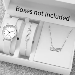 Zestaw 3 zegarków damskich z arabską tarczą i biżuterią Set without box