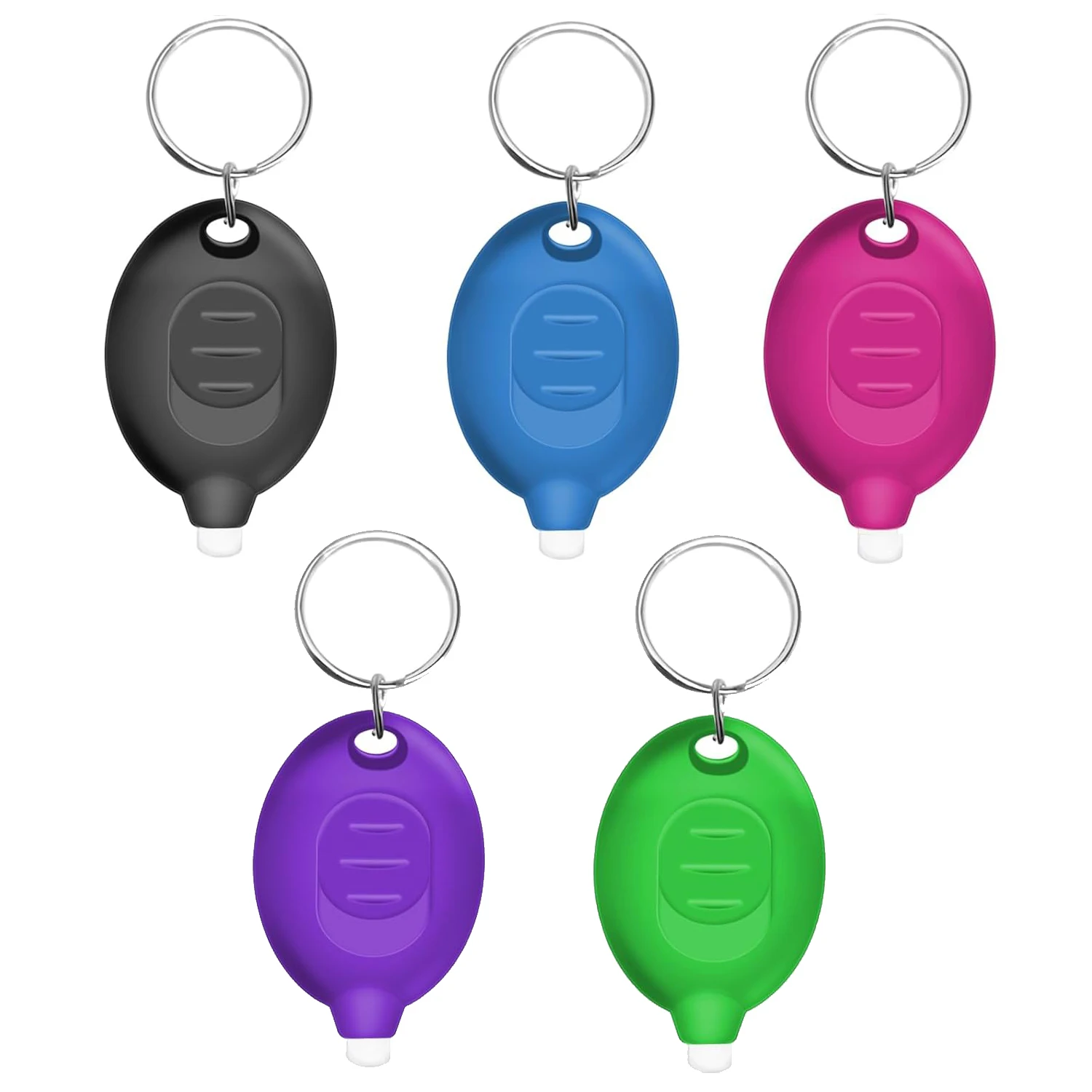 Zestaw 5 mini latarek brelokowych LED 12 lm – na baterie Biały