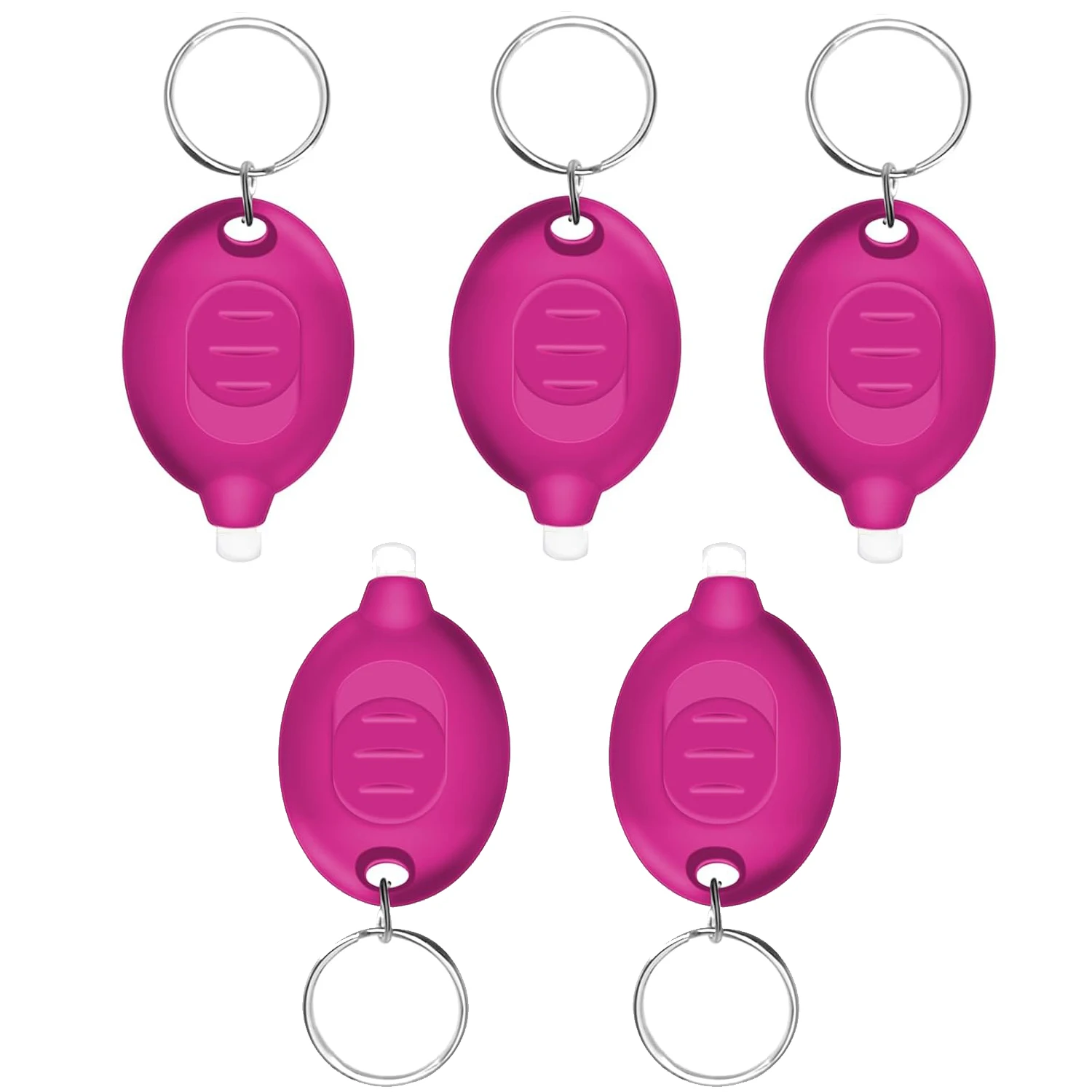 Zestaw 5 mini latarek brelokowych LED 12 lm – na baterie Różowy