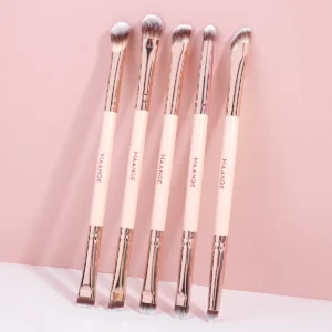 Zestaw 5 dwustronnych pędzli do makijażu oczu MAANGE – cienie i eyeliner Jasnożółty