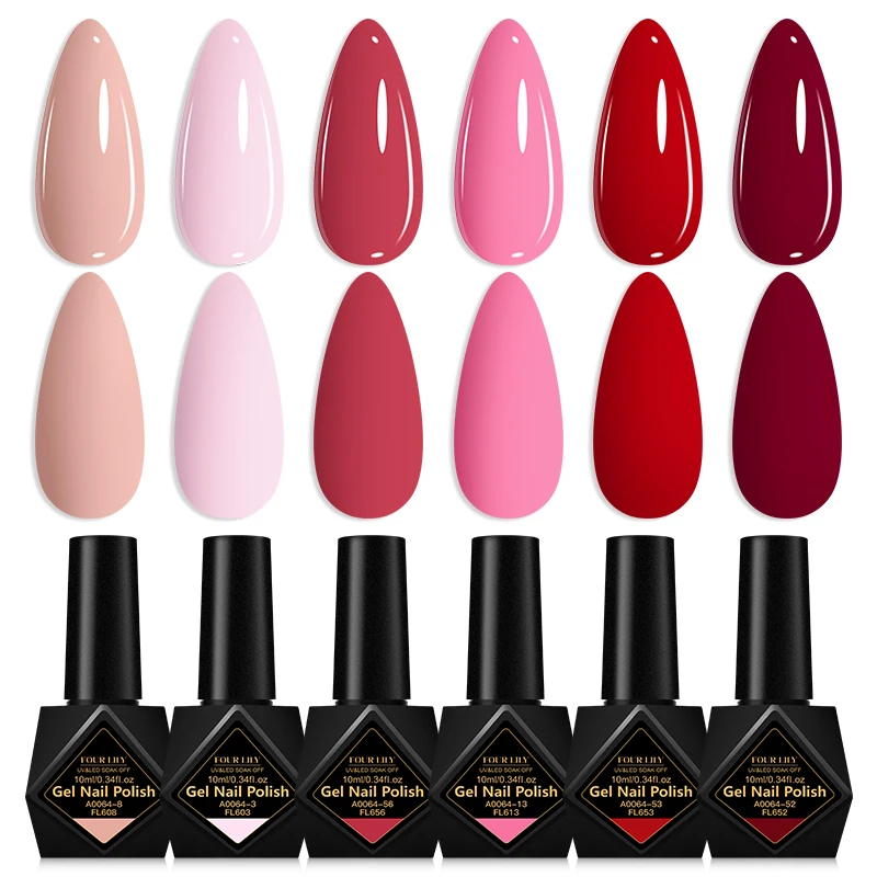 Zestaw 6 lakierów hybrydowych 10 ml bez HEMA – letni manicure Zh29346