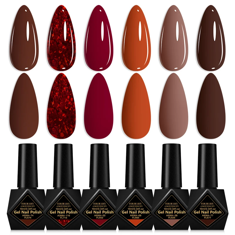 Zestaw 6 lakierów hybrydowych 10 ml bez HEMA - letni manicure Zh29347
