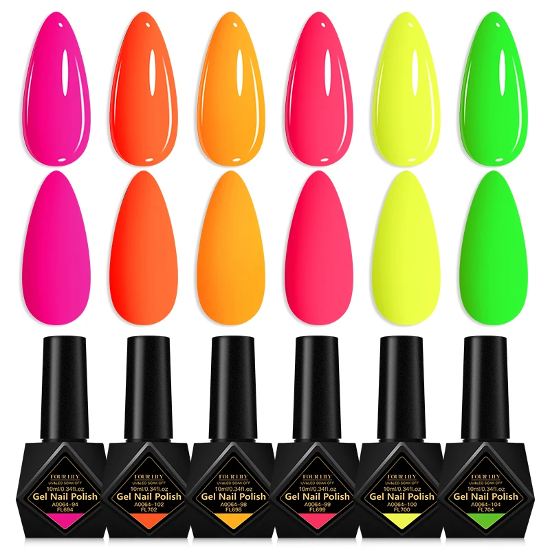 Zestaw 6 lakierów hybrydowych 10 ml bez HEMA – letni manicure Zh29348