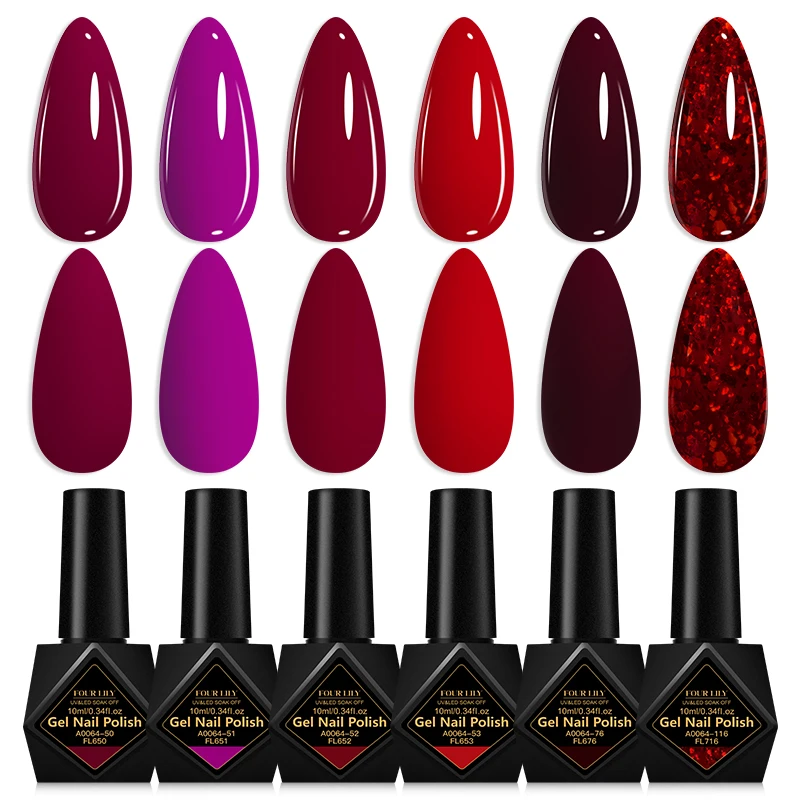 Zestaw 6 lakierów hybrydowych 10 ml bez HEMA - letni manicure Zh29349