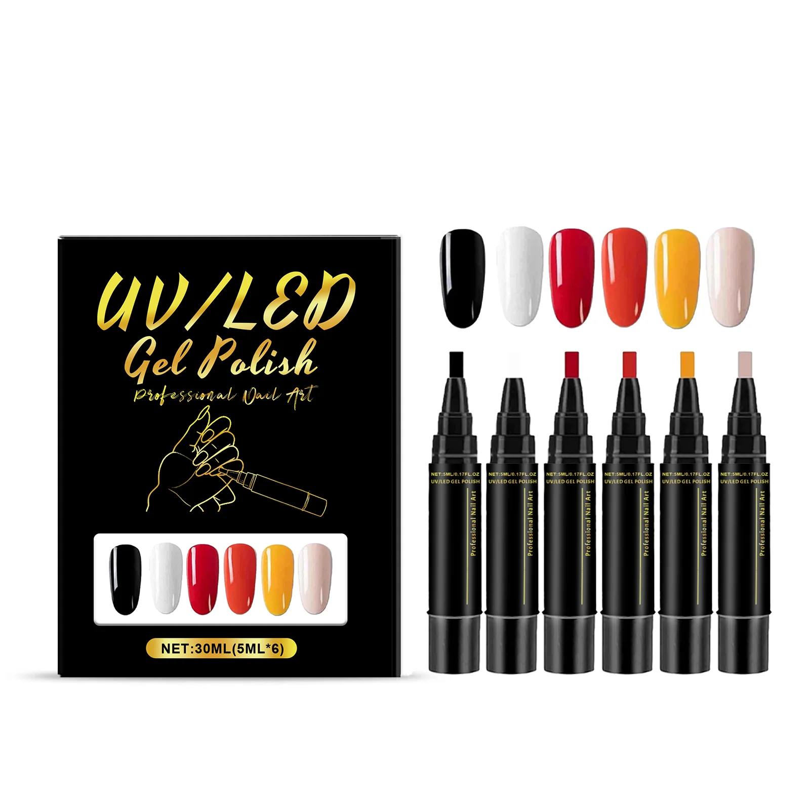Zestaw 6 lakierów hybrydowych 5 ml do zdobienia paznokci Set 3
