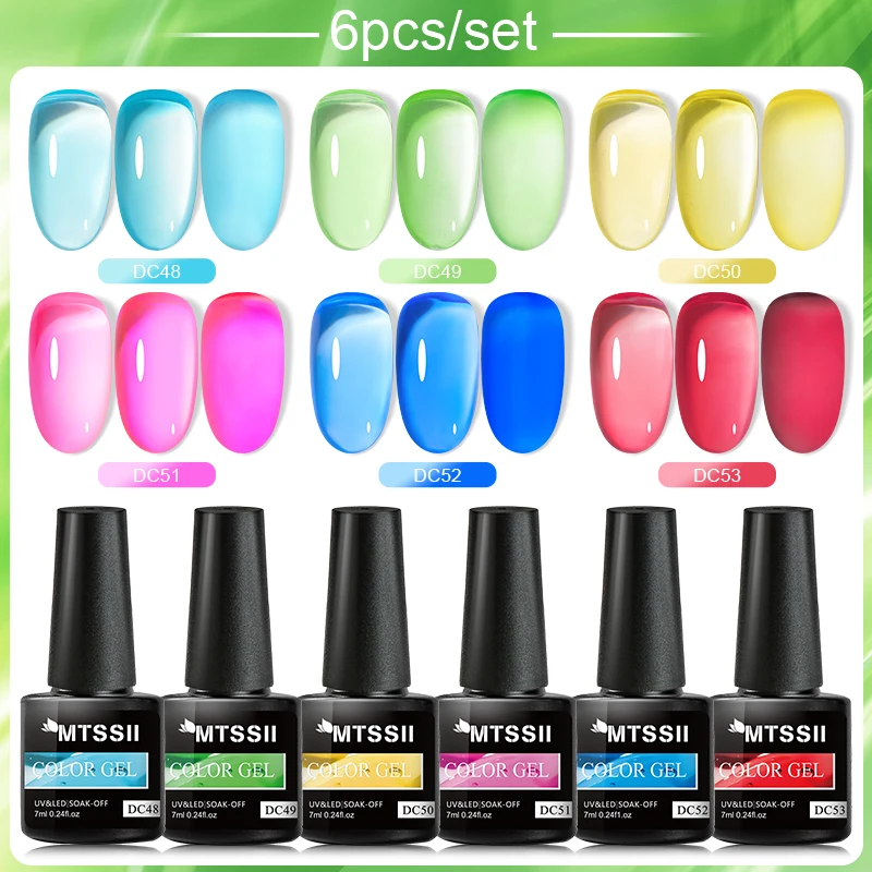 Zestaw 6 lakierów hybrydowych Jelly Glass MTSSII Beżowy