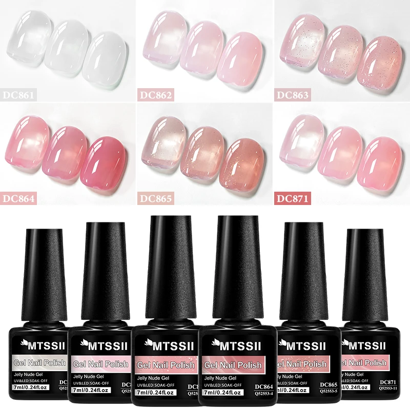 Zestaw 6 lakierów hybrydowych nude jelly do paznokci Zh30003