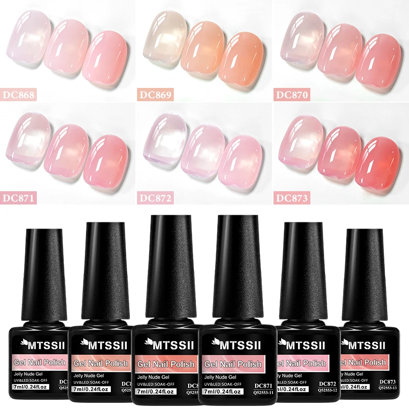 Zestaw 6 lakierów hybrydowych nude jelly do paznokci Zh30005