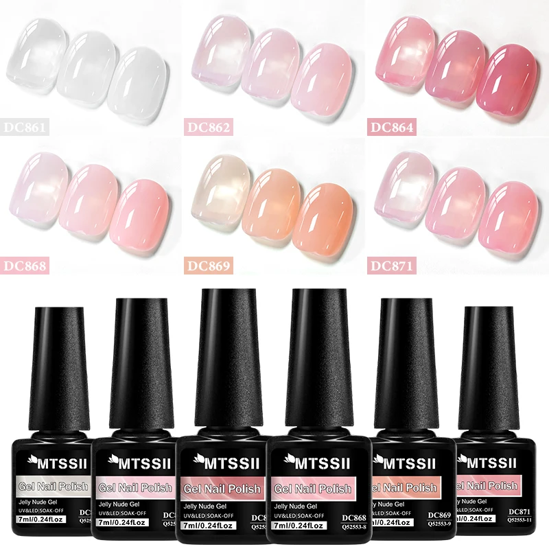 Zestaw 6 lakierów hybrydowych nude jelly do paznokci Zh30006
