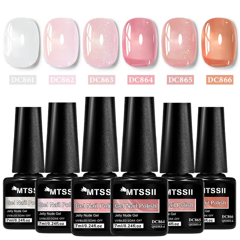 Zestaw 6 lakierów hybrydowych nude jelly do paznokci Zh30371