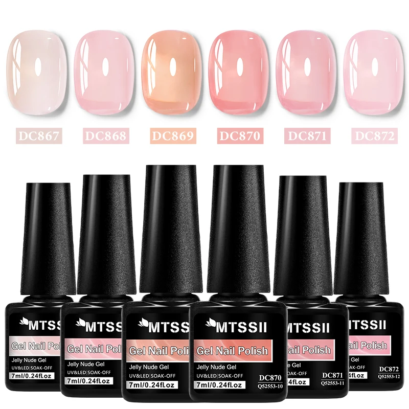 Zestaw 6 lakierów hybrydowych nude jelly do paznokci Zh30372