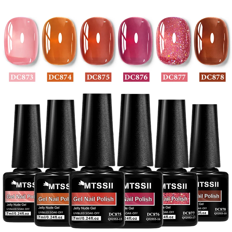 Zestaw 6 lakierów hybrydowych nude jelly do paznokci Zh30373