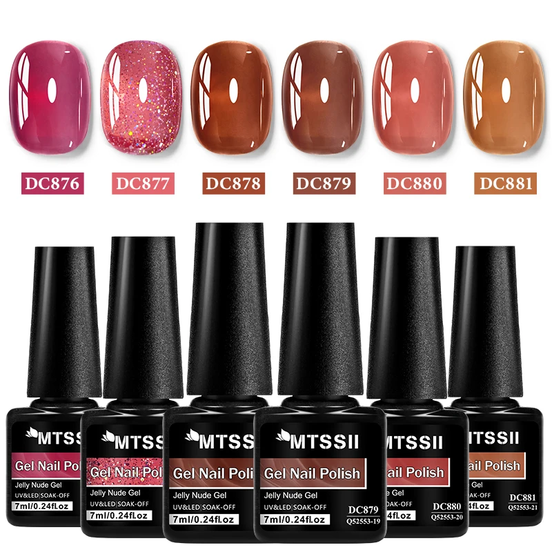 Zestaw 6 lakierów hybrydowych nude jelly do paznokci Zh30374