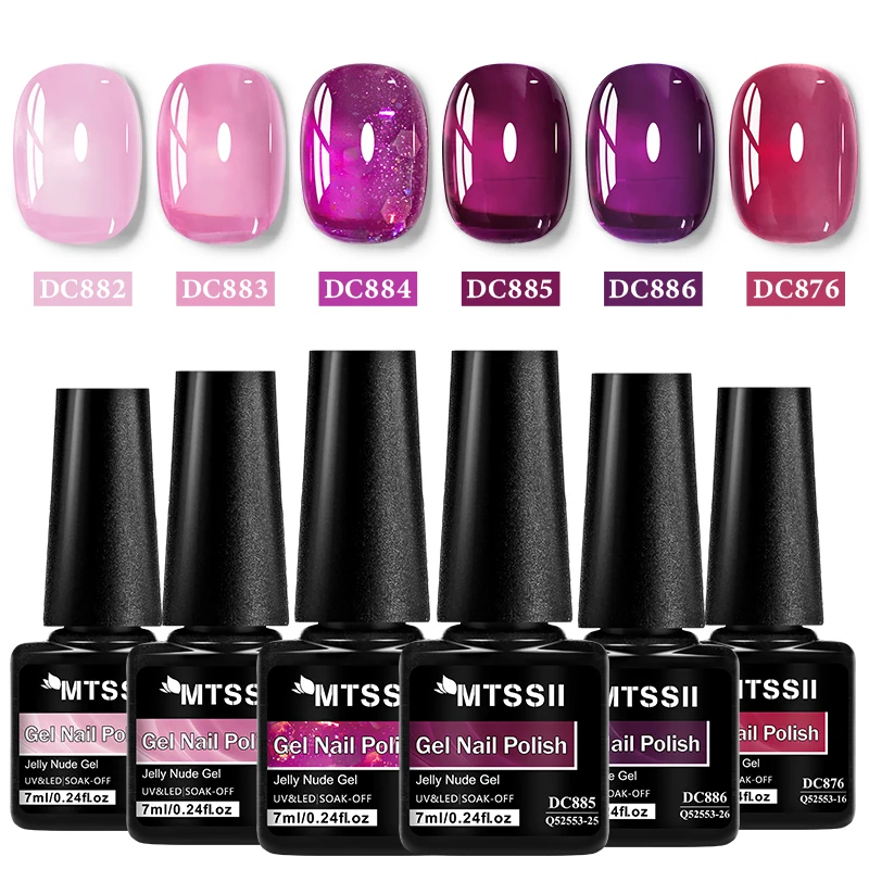 Zestaw 6 lakierów hybrydowych nude jelly do paznokci Zh30375