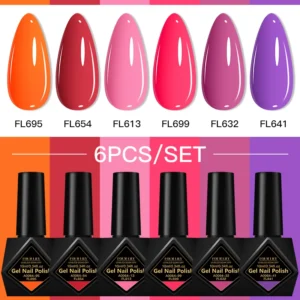Zestaw 6 lakierów hybrydowych nude i pink, HEMA Free Zh29923