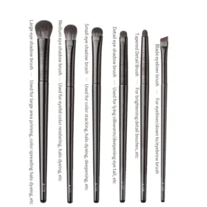 Zestaw 6 pędzli do makijażu oczu - cienie, eyeliner, brwi Czarny