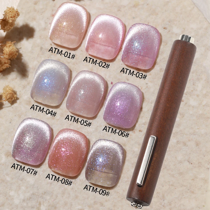 Zestaw 9 magnetycznych lakierów hybrydowych kocie oko 15 ml Atm set