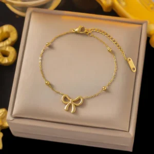Zestaw biżuterii ze stali z kokardką - naszyjnik, bransoletka, kolczyki Dg4243 bracelet