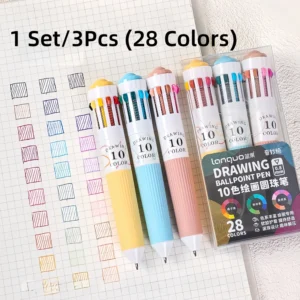 Zestaw 28 kolorowych długopisów 0,8 mm – 10w1 wysuwane Biały