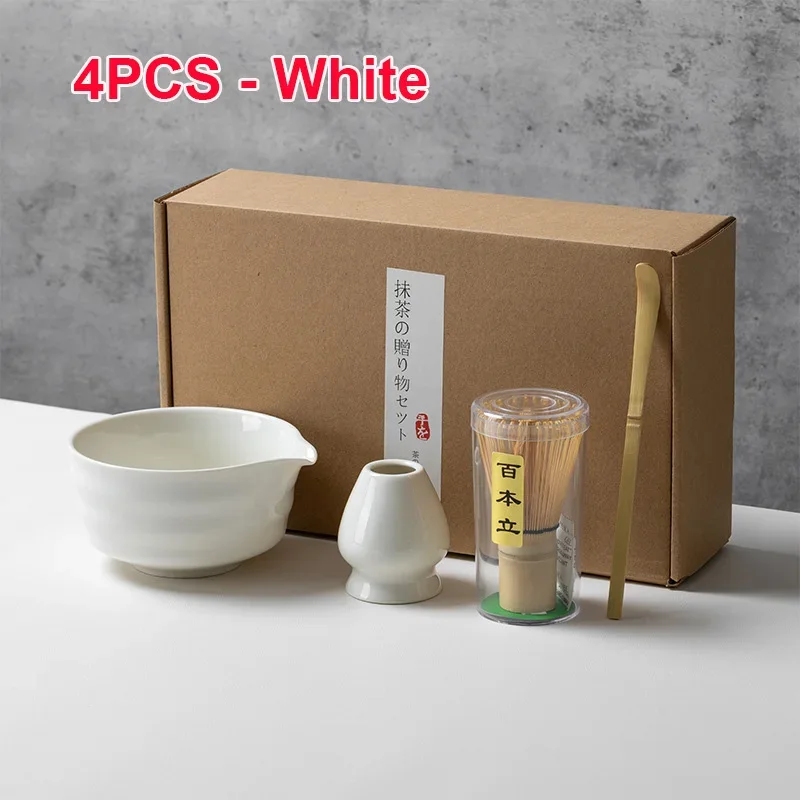 Zestaw do matcha bambusowa trzepaczka i ceramiczna miska Jasnożółty