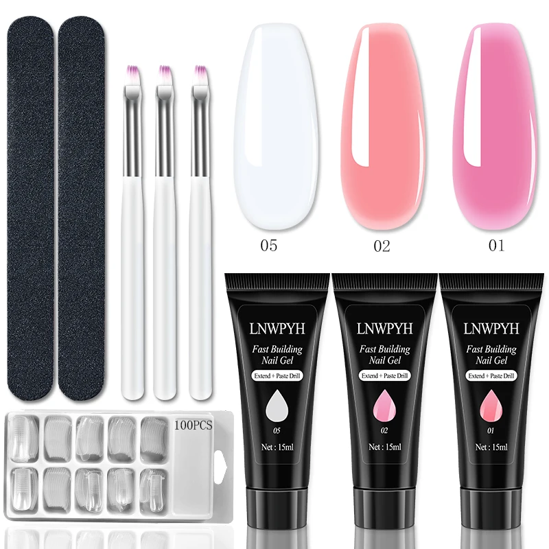Zestaw do przedłużania paznokci żelem - pełny komplet do manicure Jasny