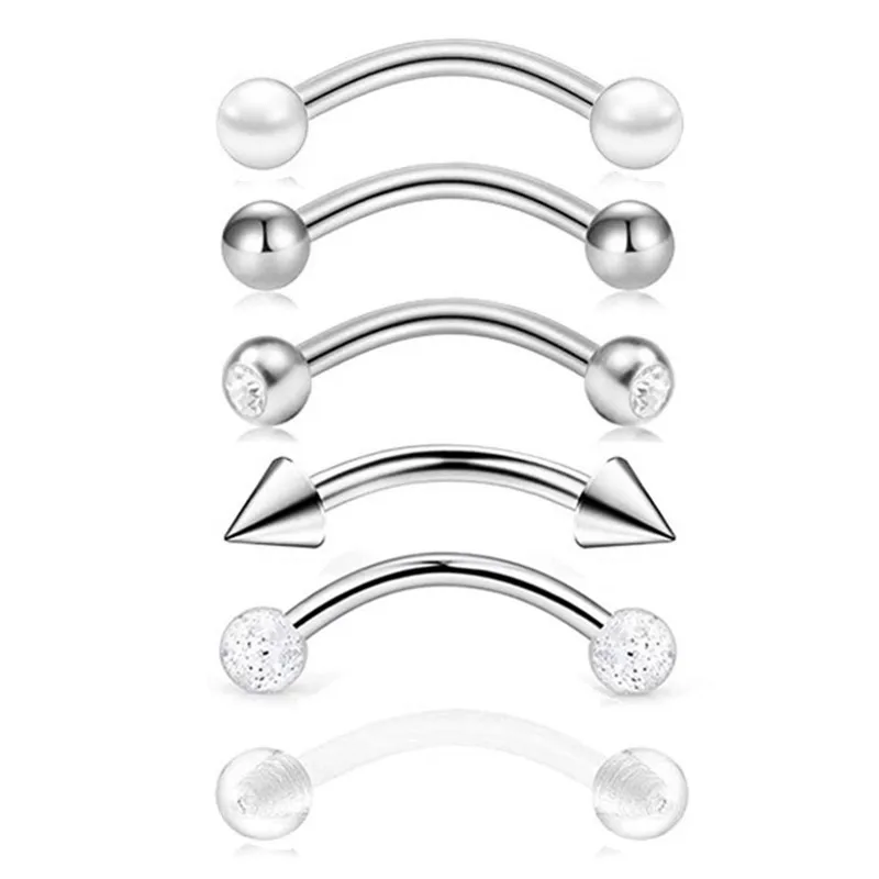 Zestaw 6 kolczyków do piercingu ze stali i cyrkoniami 16G Kolor jasnożółtego złota