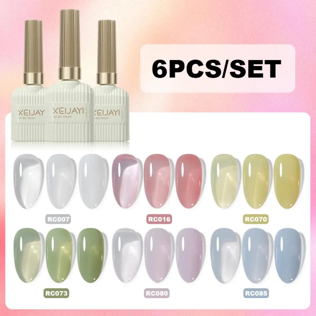 Zestaw lakierów hybrydowych XEIJAYI 6 x 15 ml do paznokci Nail gel 22