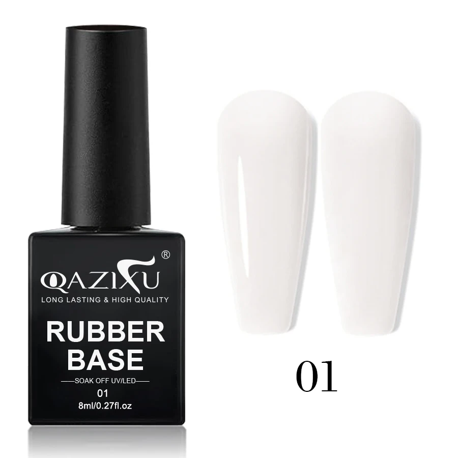 Zestaw 6 lakierów hybrydowych Rubber Base - galaretkowy róż i nude Rb01