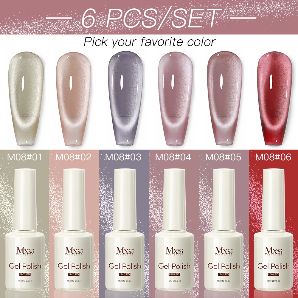 Zestaw lakierów żelowych Cat Eye z ekspozytorem 15 ml Fioletowy
