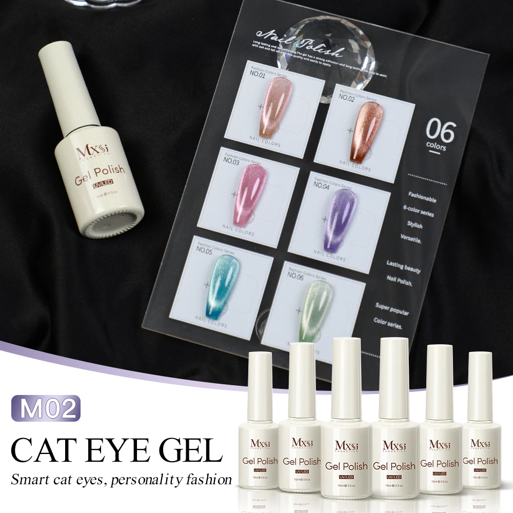 Zestaw lakierów żelowych Cat Eye z ekspozytorem 15 ml Złoto