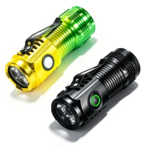 Zestaw latarki LED: mała EDC na klucze + duża z zoomem USB-C i wyświetlaczem Biały