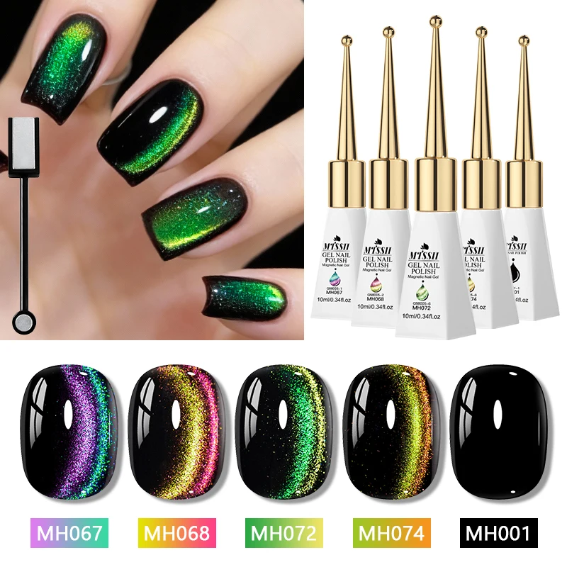 Zestaw 6 magnetycznych lakierów hybrydowych Cat Eye - nude i róż Zh28801