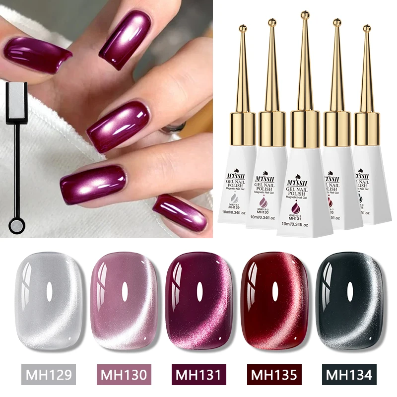 Zestaw 6 magnetycznych lakierów hybrydowych Cat Eye - nude i róż Zh28802