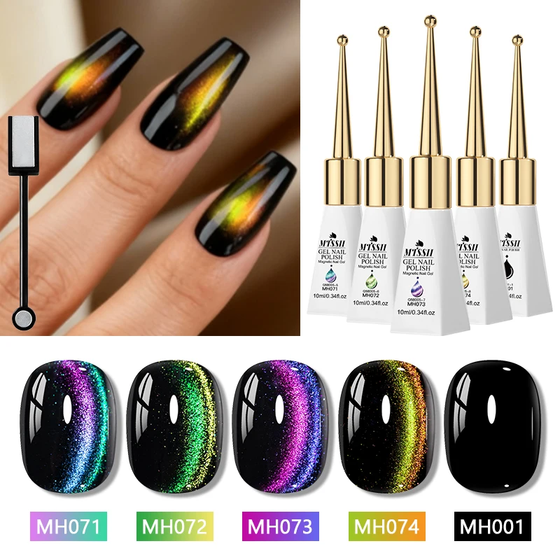 Zestaw 6 magnetycznych lakierów hybrydowych Cat Eye - nude i róż Zh28804