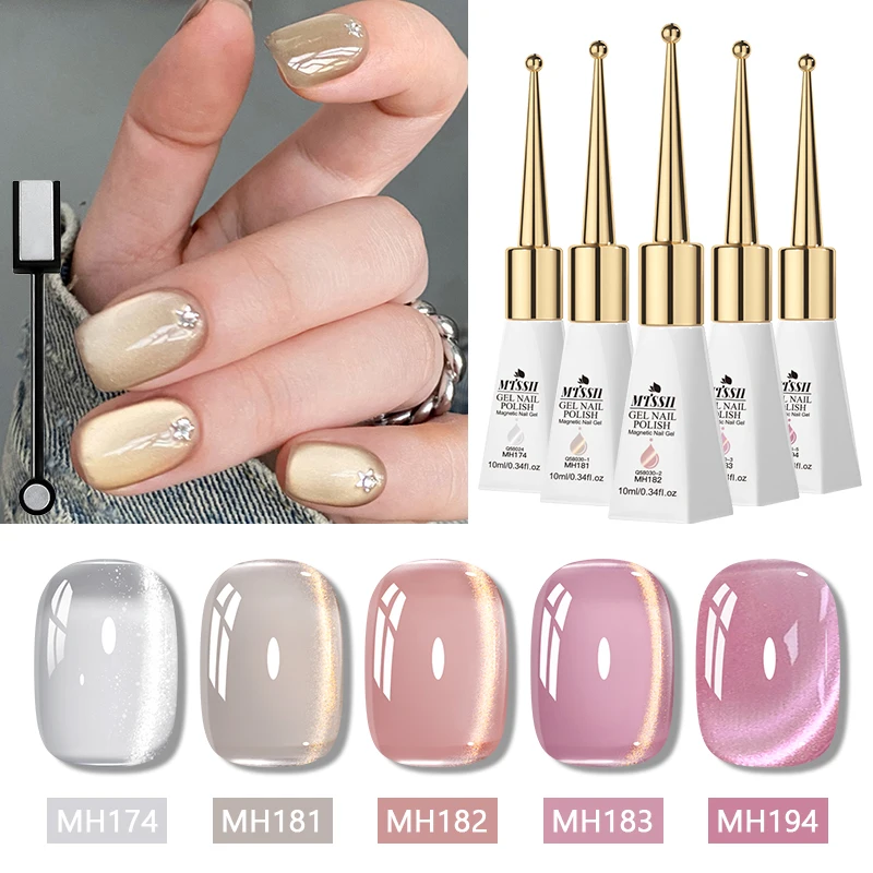 Zestaw 6 magnetycznych lakierów hybrydowych Cat Eye - nude i róż Zh28805