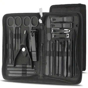 Zestaw do manicure i pedicure 32 elementy w etui Czarny